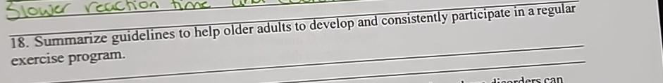  Summarize guidelines to help older adults to develop and consistently participate