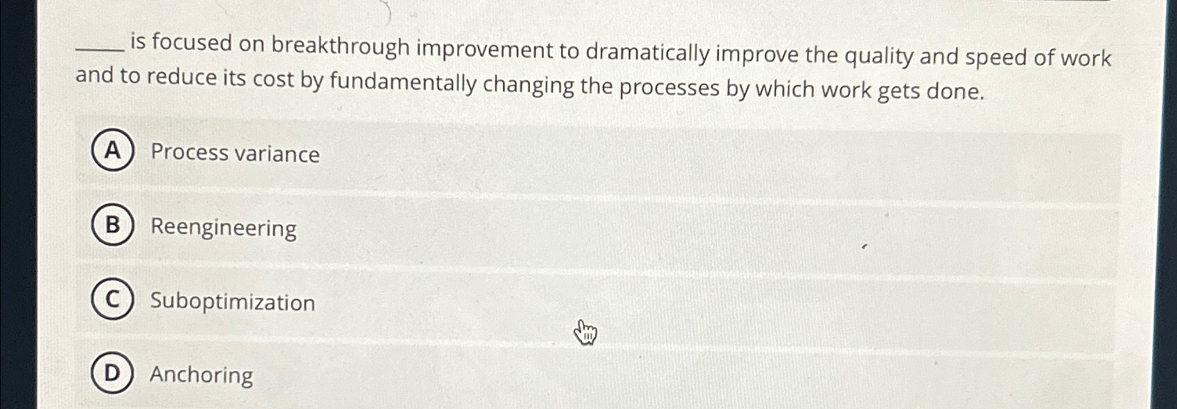  is focused on breakthrough improvement to dramatically improve the quality and