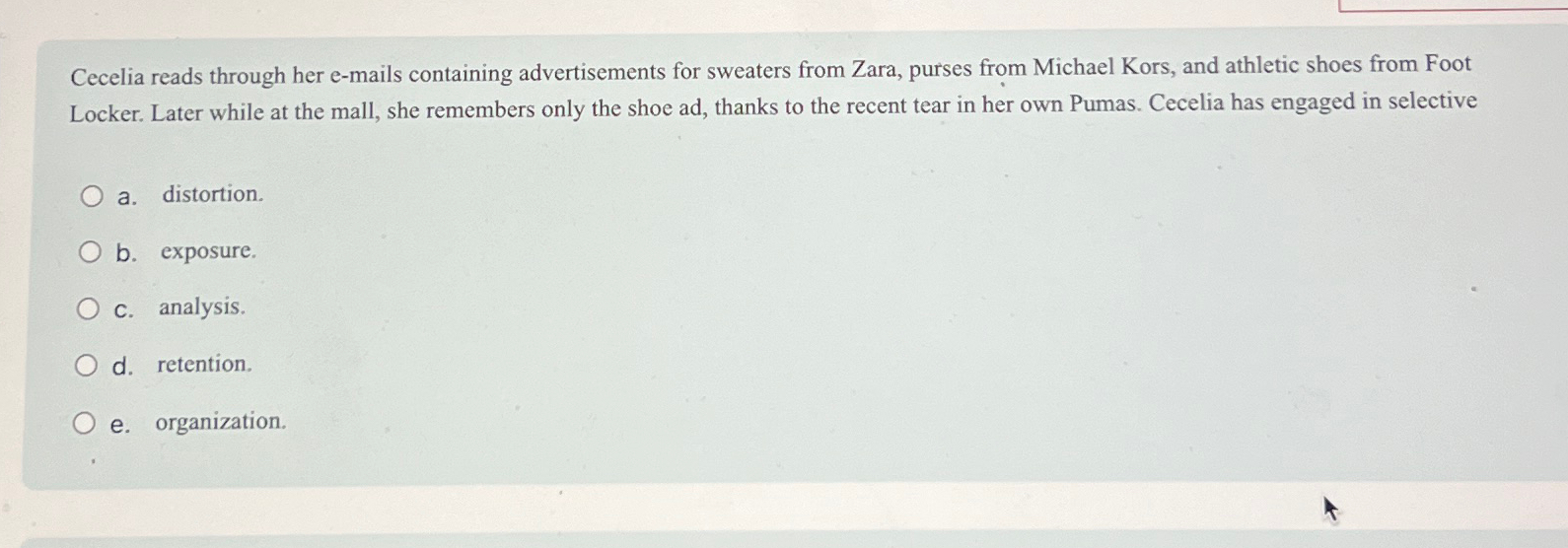  Cecelia reads through her e-mails containing advertisements for sweaters from Zara,