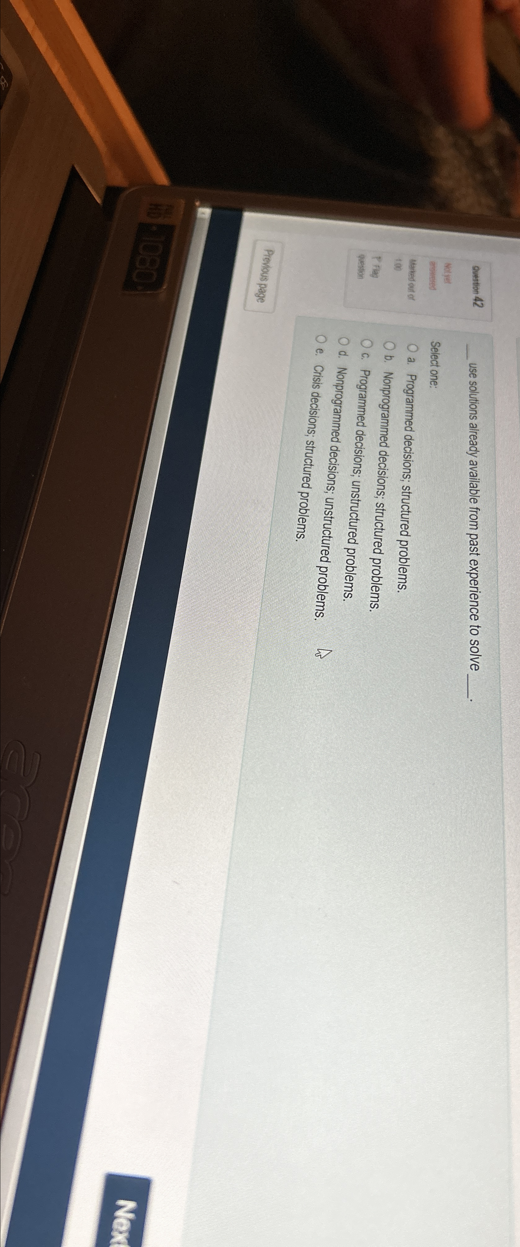 Question 42 use solutions already available from past experience to solve