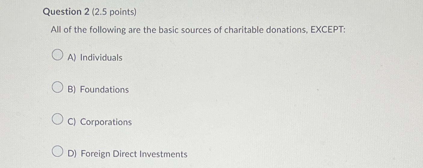  Question 2(2.5 points) All of the following are the basic sources