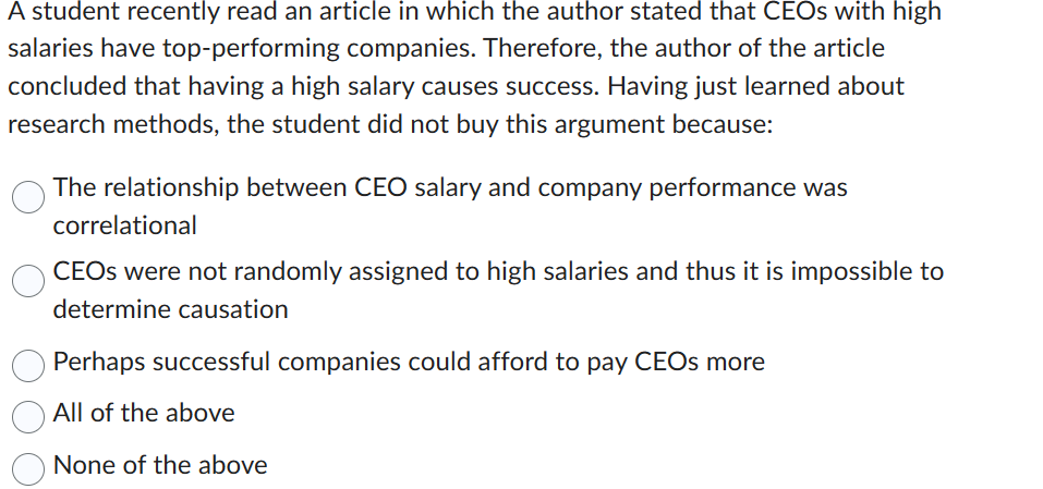 A student recently read an article in which the author stated