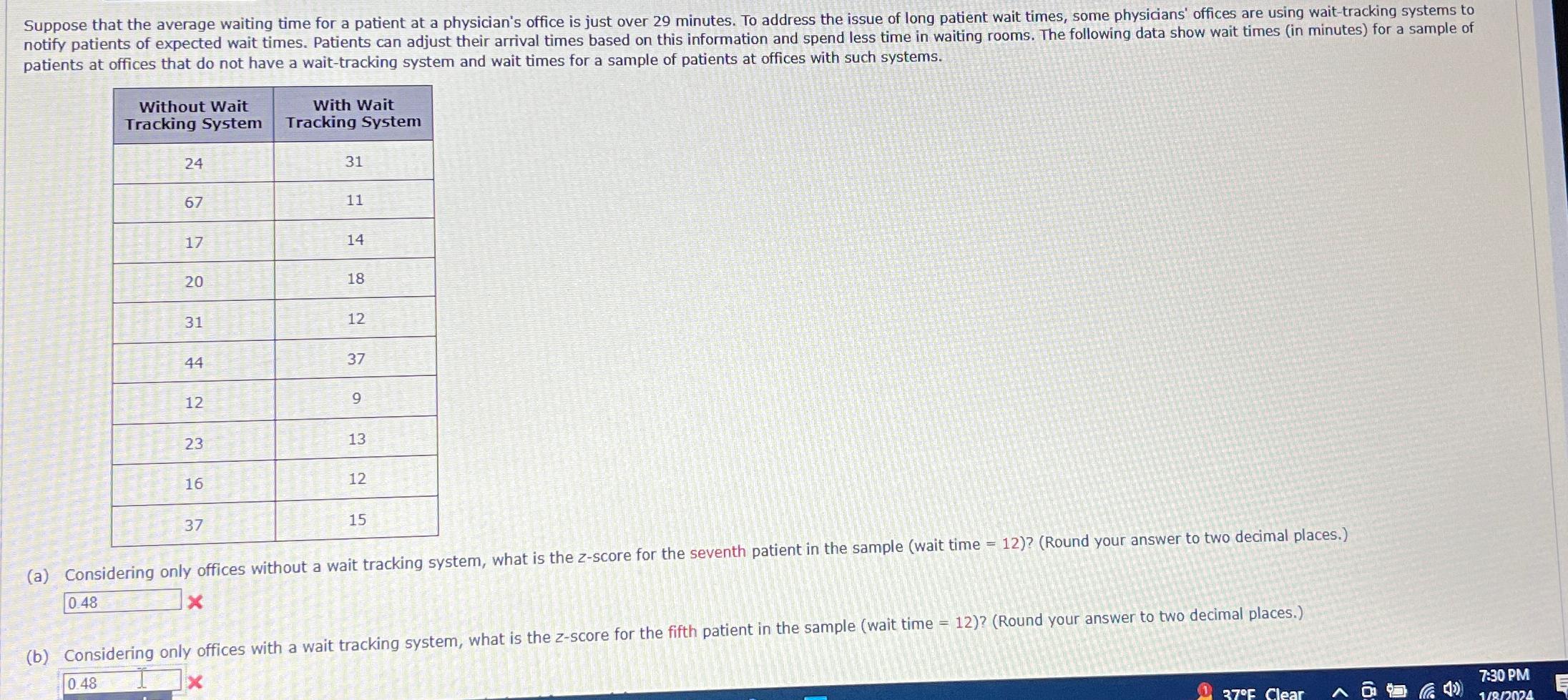  patients at offices that do not have a wait-tracking system and