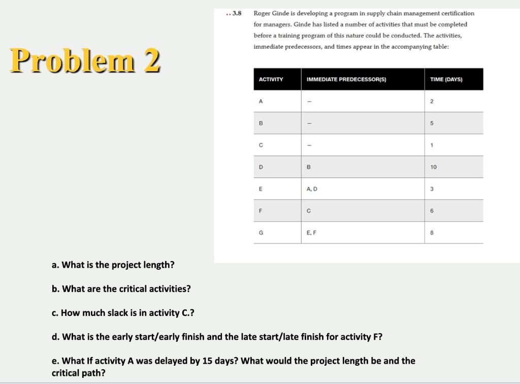  Show me steps in Excel . 3.8 Roger Ginde is developing