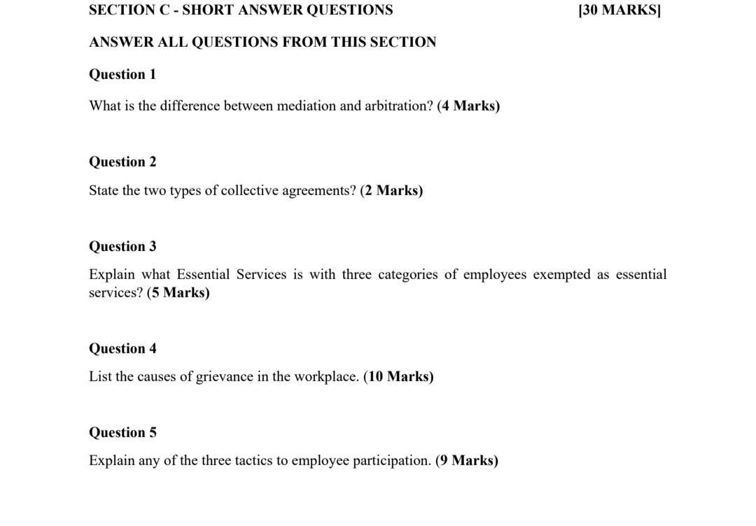 Question 1 What is the difference between mediation and arbitration? (4