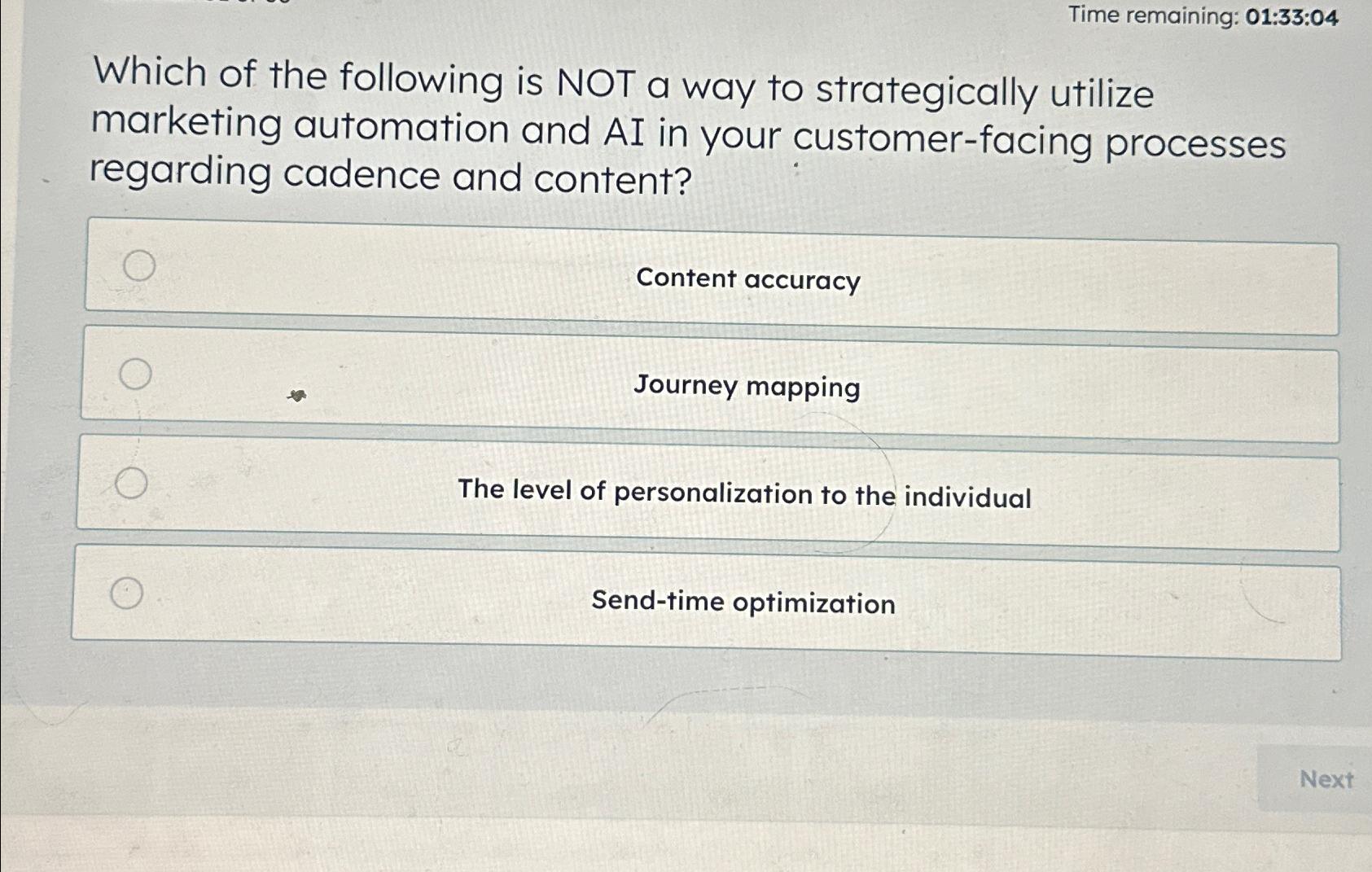  Time remaining: 01:33:04 Which of the following is NOT a way