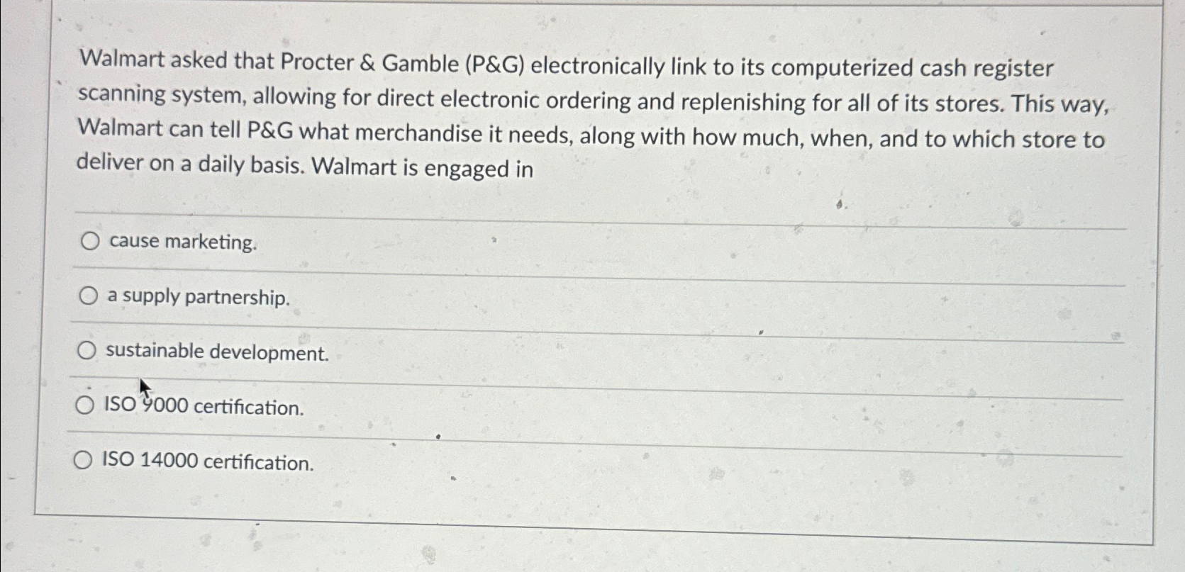  Walmart asked that Procter & Gamble (P&G) electronically link to its