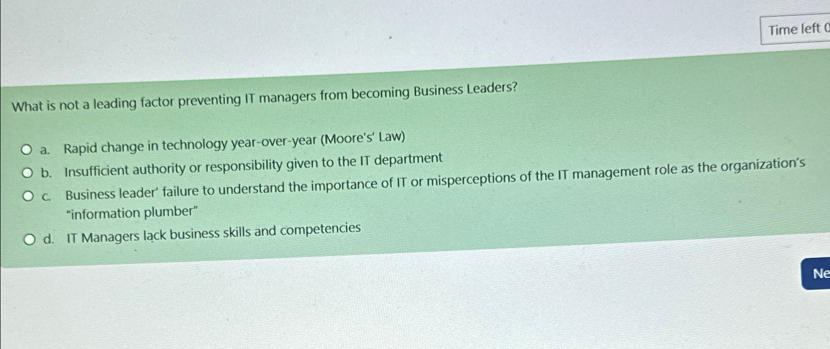  What is not a leading factor preventing IT managers from becoming