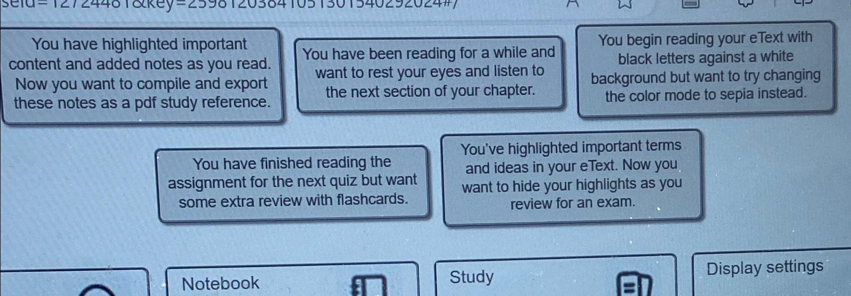  You have highlighted important content and added notes as you read.