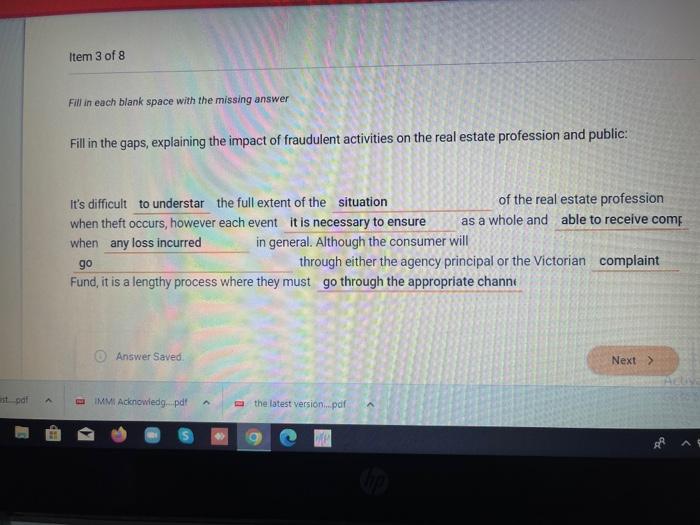  Fill in each blank space with the missing answer Fill in