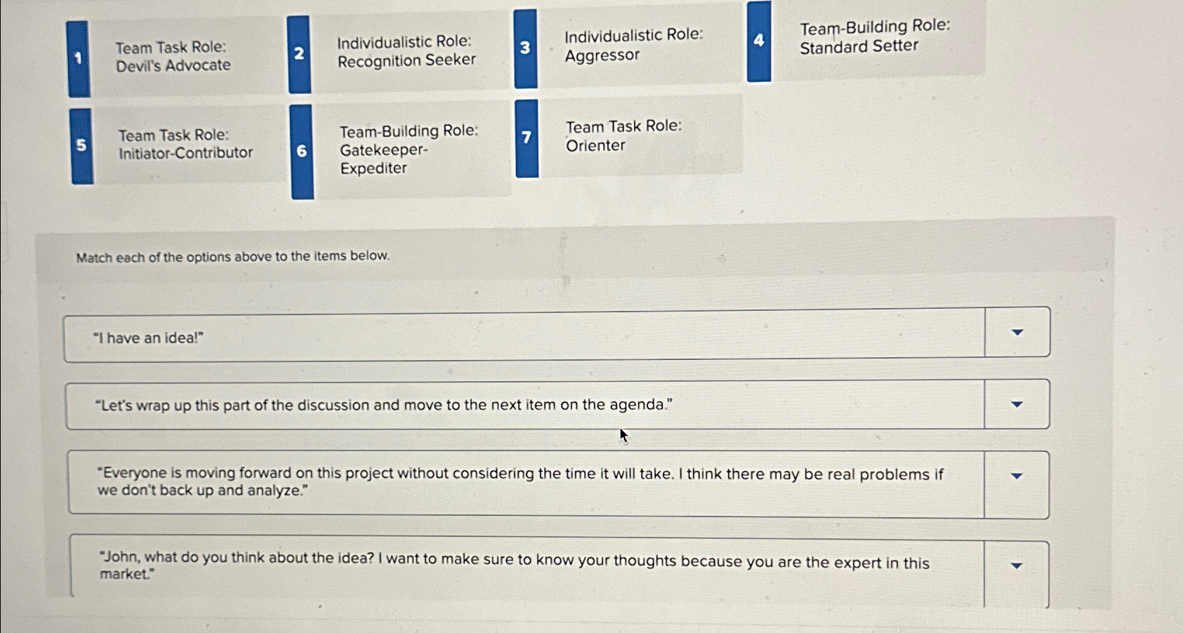 Team Task Role: Devil's Advocate Team Task Role: Initiator-Contributor 2 Individualistic