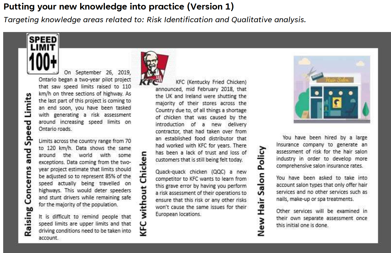  Above are three (3) scenarios based on real-life events that all