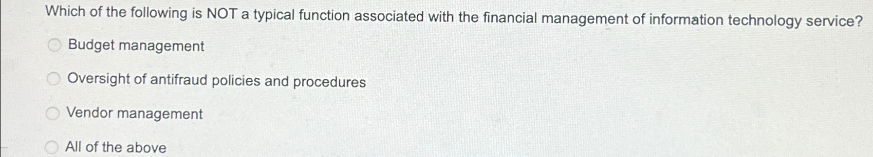  Which of the following is NOT a typical function associated with