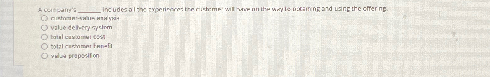  A company's includes all the experiences the customer will have on