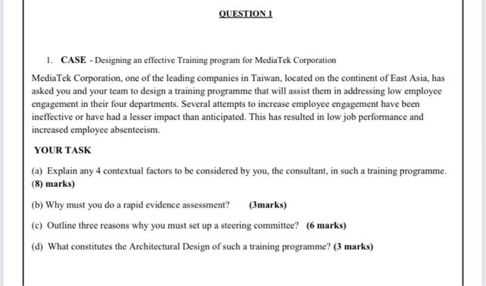  1. CASE - Designing an effective Training program for MediaTek Corporation