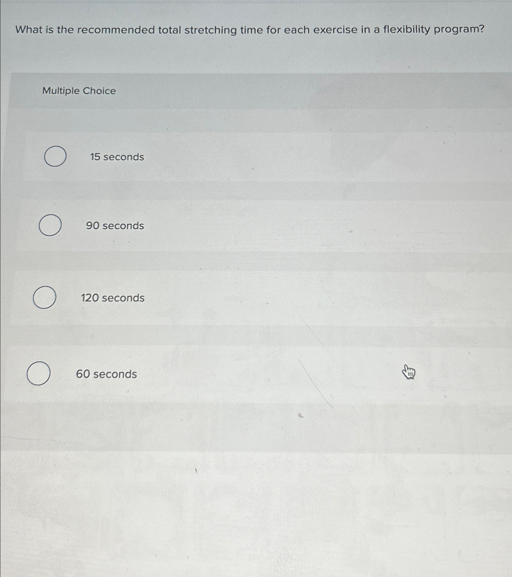  What is the recommended total stretching time for each exercise in