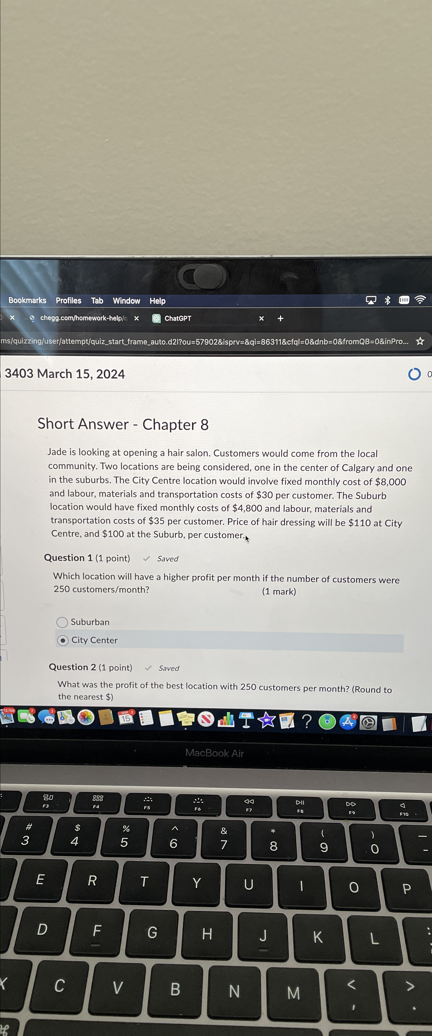  3403 March 15,2024 Short Answer - Chapter 8 Jade is looking