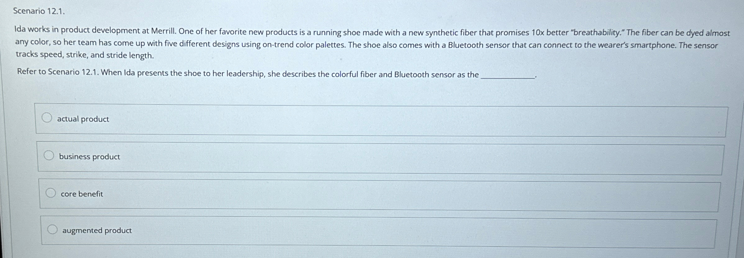  Scenario 12.1. tracks speed, strike, and stride length. Refer to Scenario