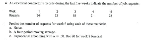  An electrical contractor's records during the last five weeks indicate the