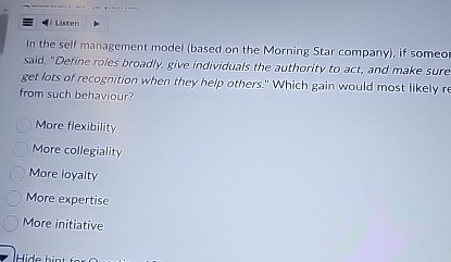  Uisten In the self management model (based on the Morning Star
