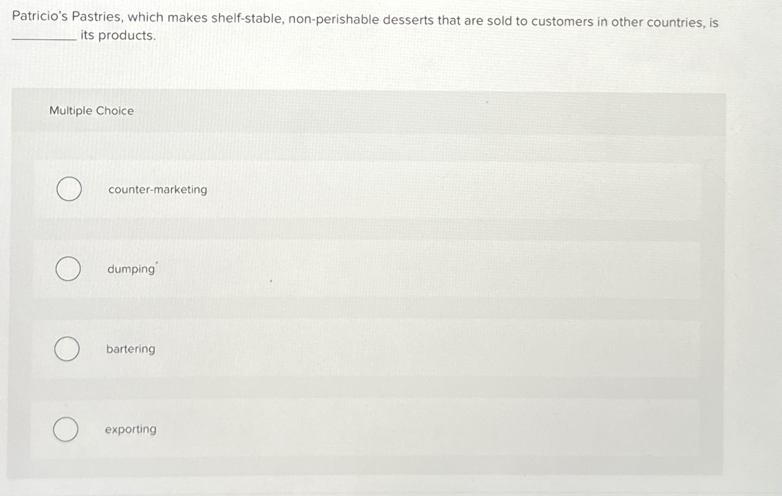  Patricio's Pastries, which makes shelf-stable, non-perishable desserts that are sold to