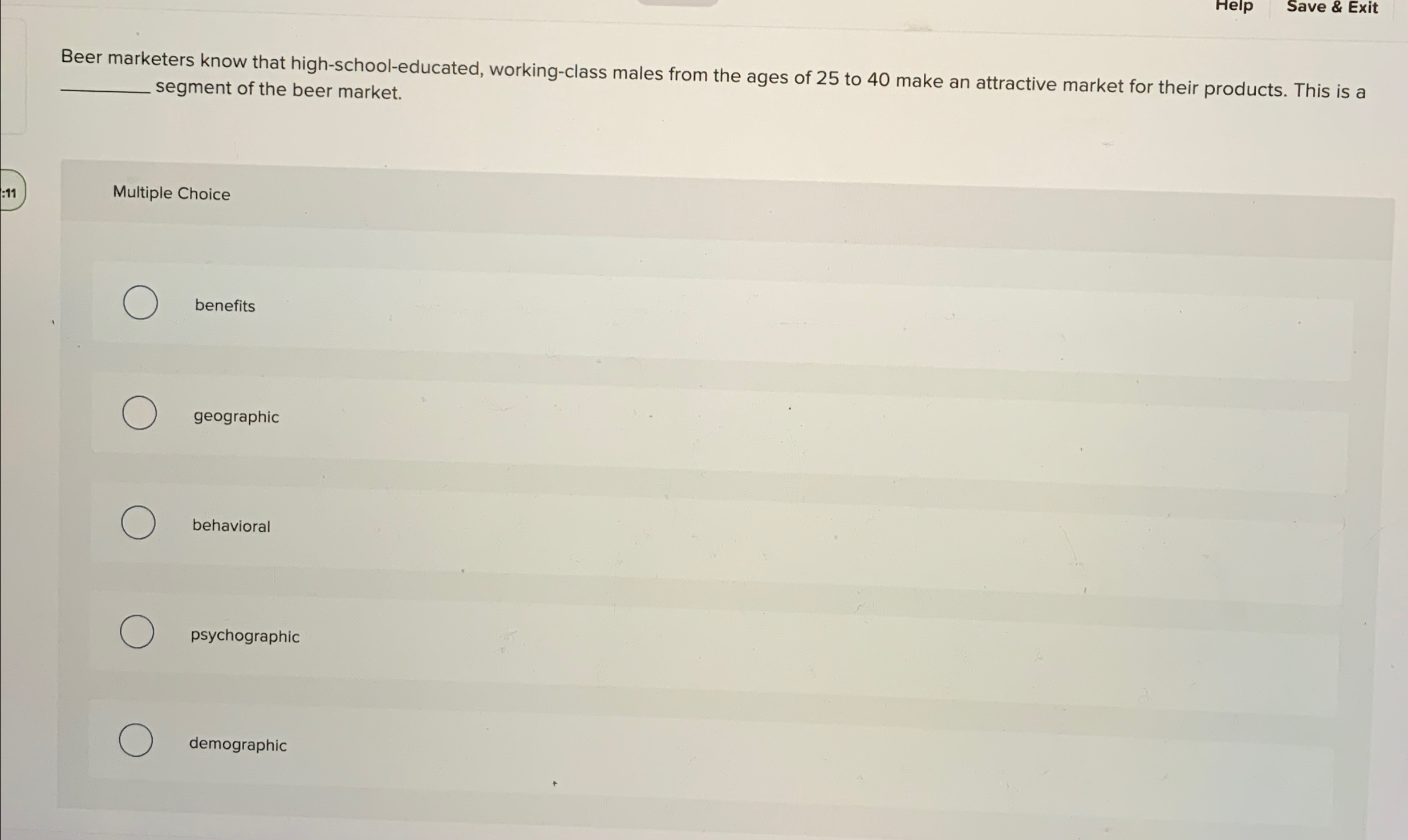  Beer marketers know that high-school-educated, working-class males from the ages of