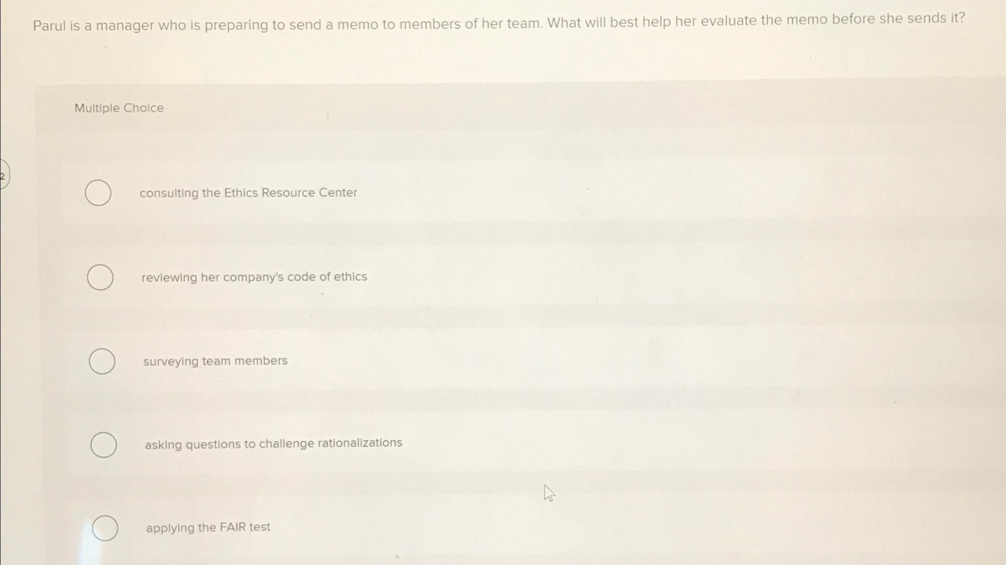  Parul is a manager who is preparing to send a memo