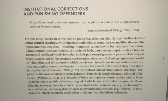 your reflection on the reading. offender's behavior is corrected and she is