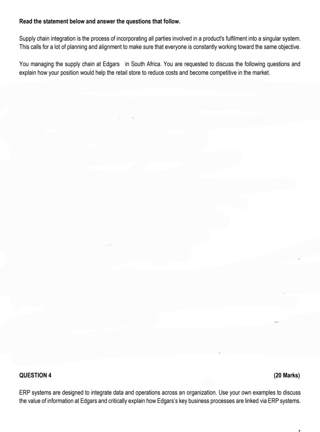 Read the statement below and answer the questions that follow. Supply