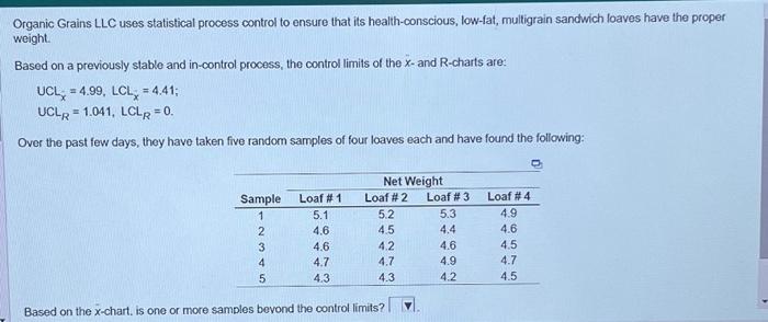  Organic Grains LLC uses statistical process control to ensure that its