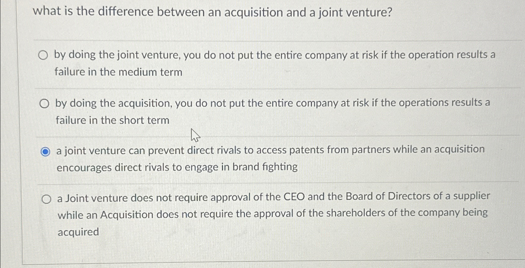  what is the difference between an acquisition and a joint venture?
