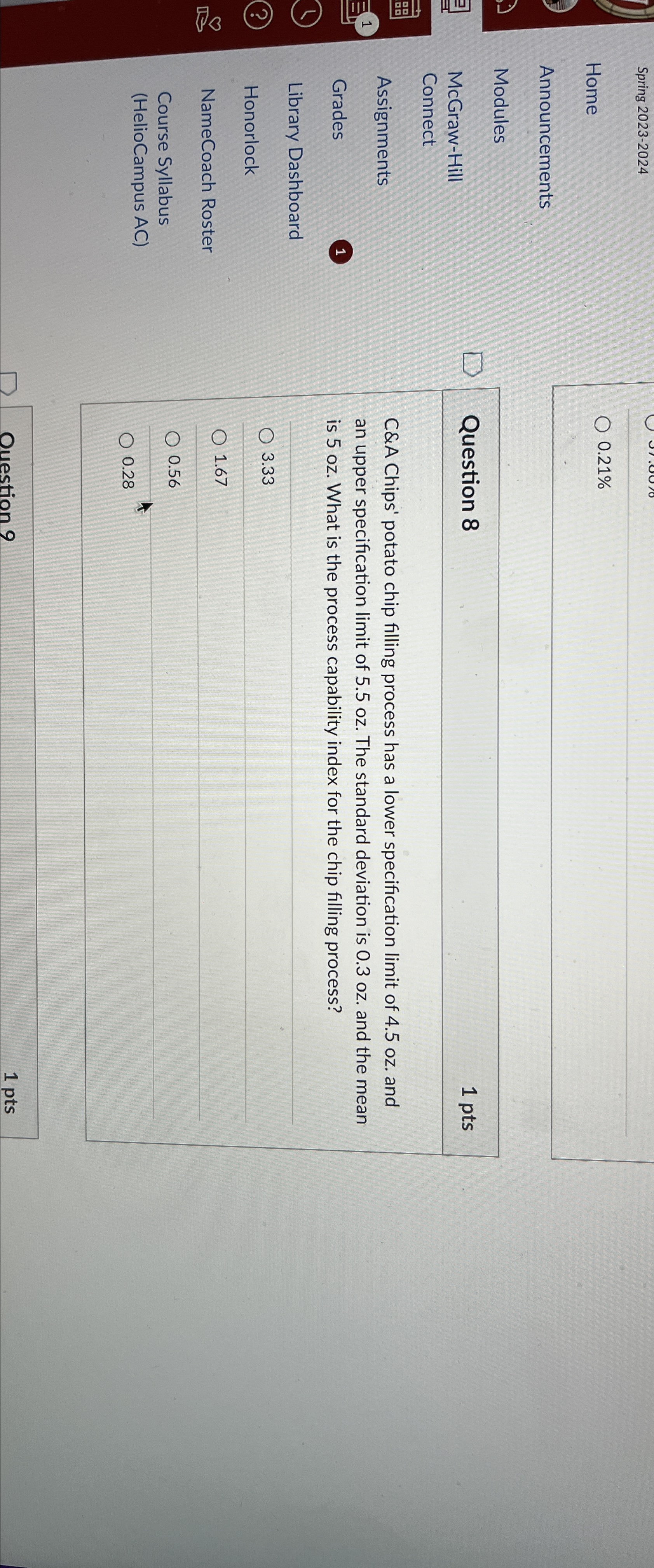  Spring 2023-2024 Home Announcements Modules McGraw-Hill Connect Assignments Grades Library Dashboard