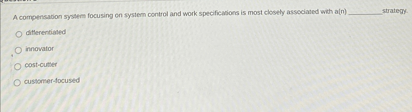  A compensation system focusing on system control and work specifications is
