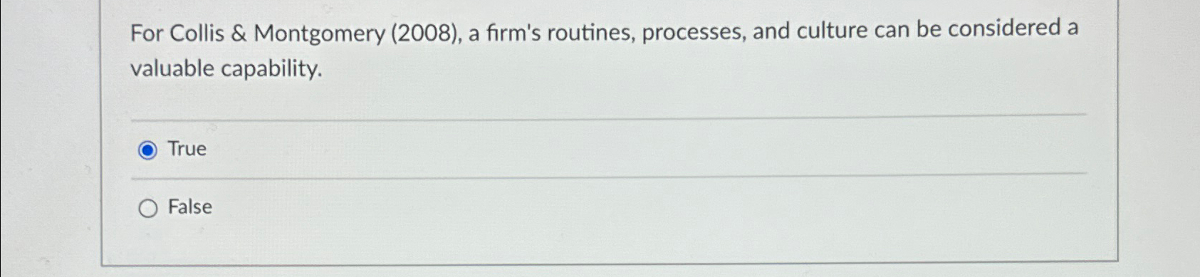  For Collis & Montgomery (2008), a firm's routines, processes, and culture