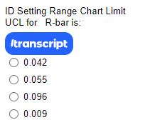  ID Setting Range Chart Limit UCL for R-bar is: 