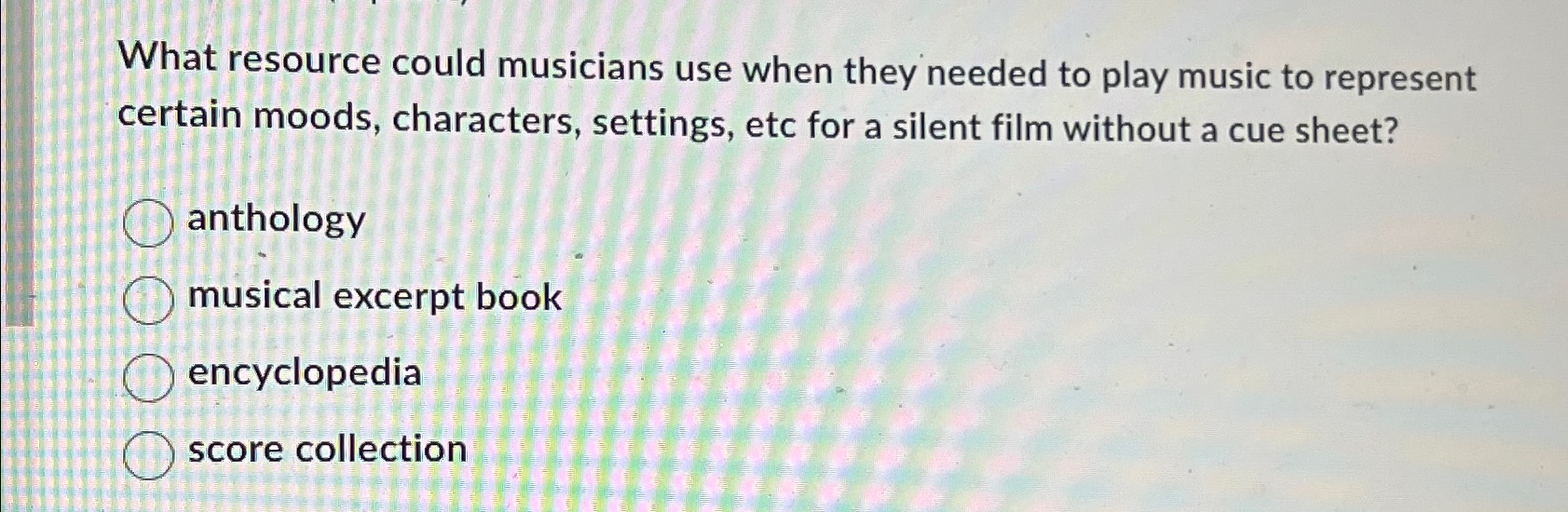  What resource could musicians use when they needed to play music