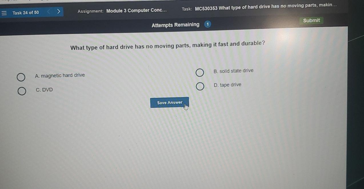  Task 24 of 50 Assignment: Module 3 Computer Conc... Task: MC530353