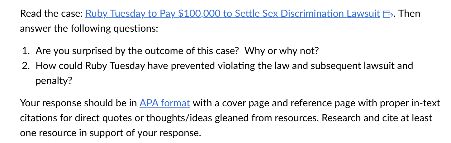  Read the case: Ruby Tuesday to Pay $100,000 to Settle Sex