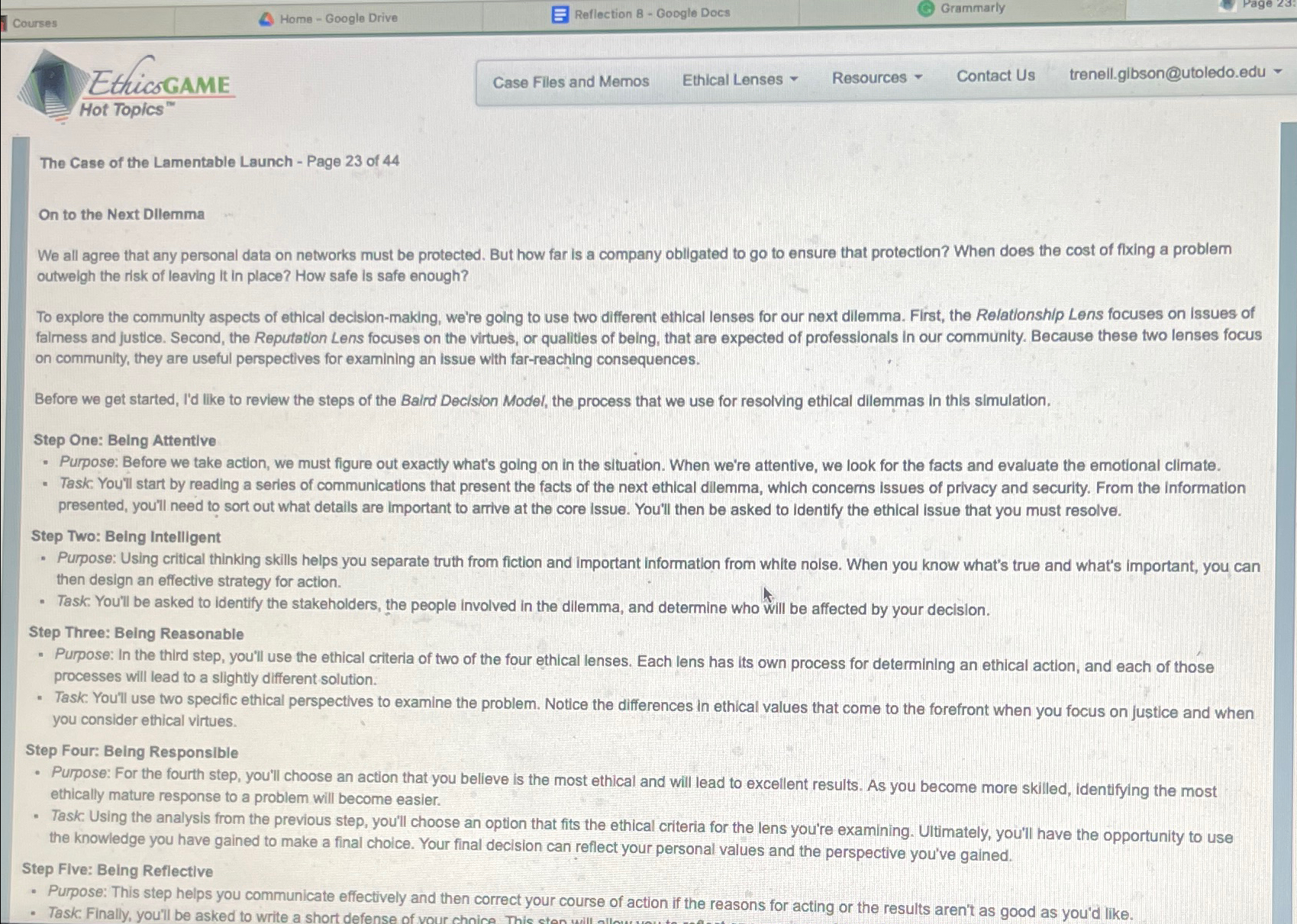  Courses Home - Google Drive Reflection B - Google Docs Grammarly