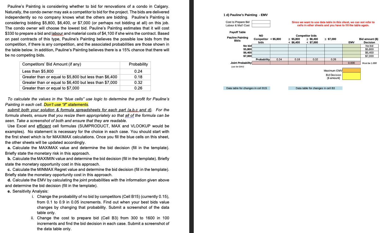  For d) Please identify what the joint probabilities are since that