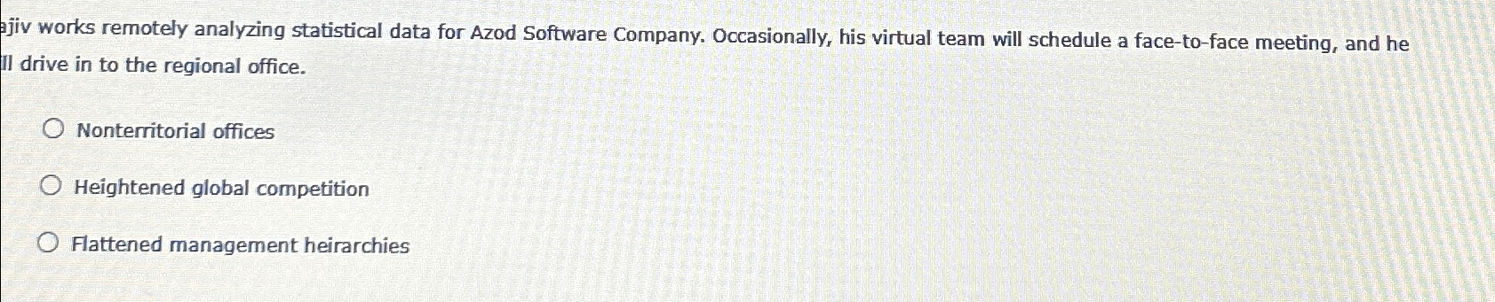  ajiv works remotely analyzing statistical data for Azod Software Company. Occasionally,