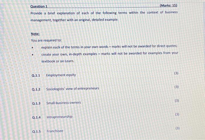 Answer the following questions with Explanaition and Examples Question 1 (Marks: 15)