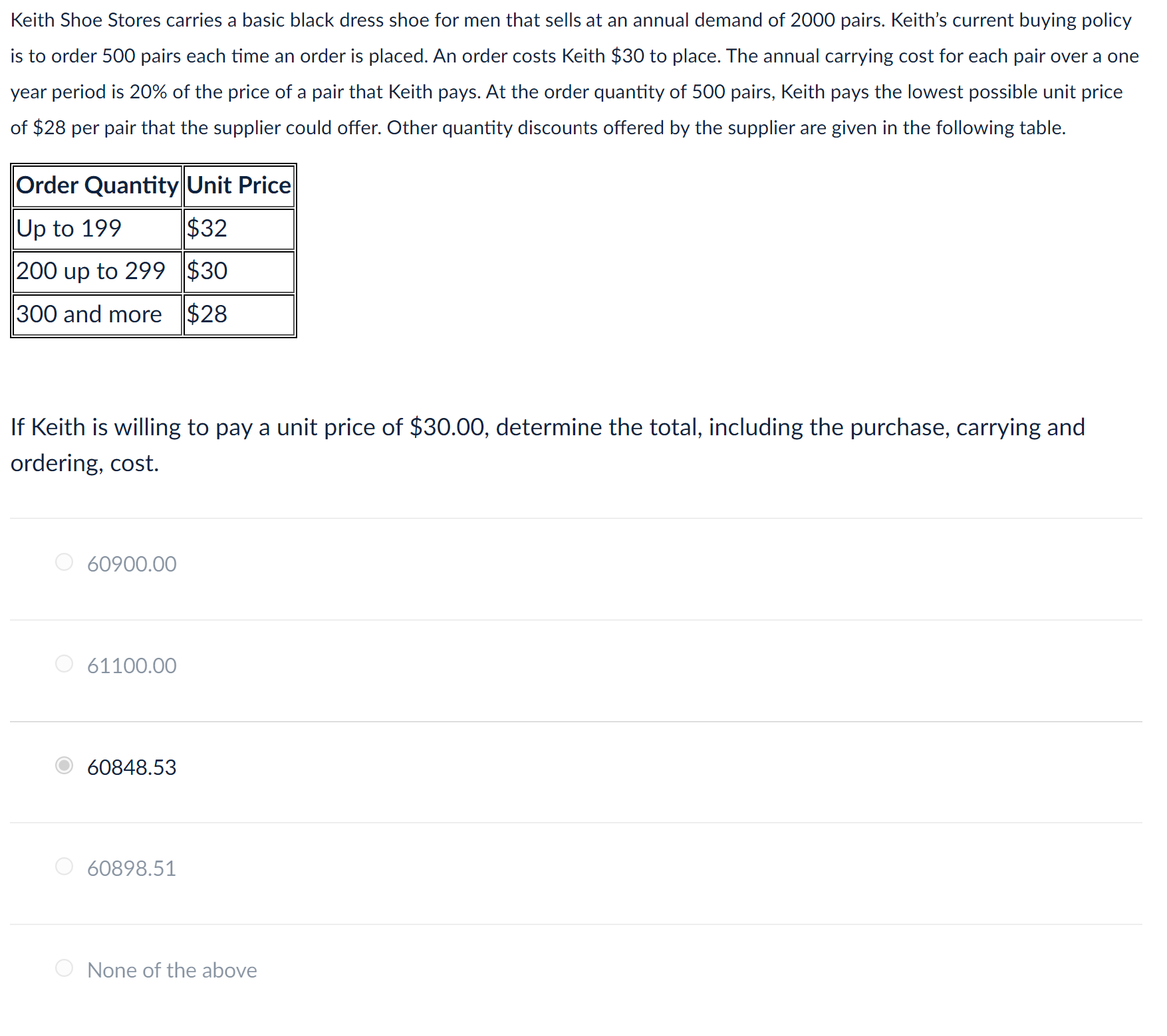  Keith Shoe Stores carries a basic black dress shoe for men