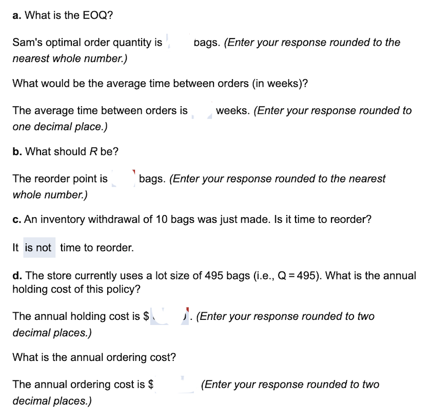 per year, 7 days per week, and uses a continuous review inventory