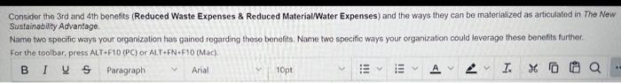 help please fast Consider the 3rd and 4th benefits (Reduced Waste Expenses