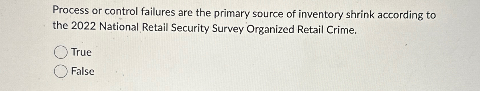  Process or control failures are the primary source of inventory shrink