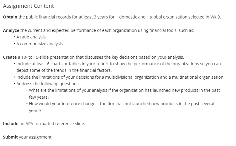  Create a 10- to 15-slide presentation that discusses the key decisions