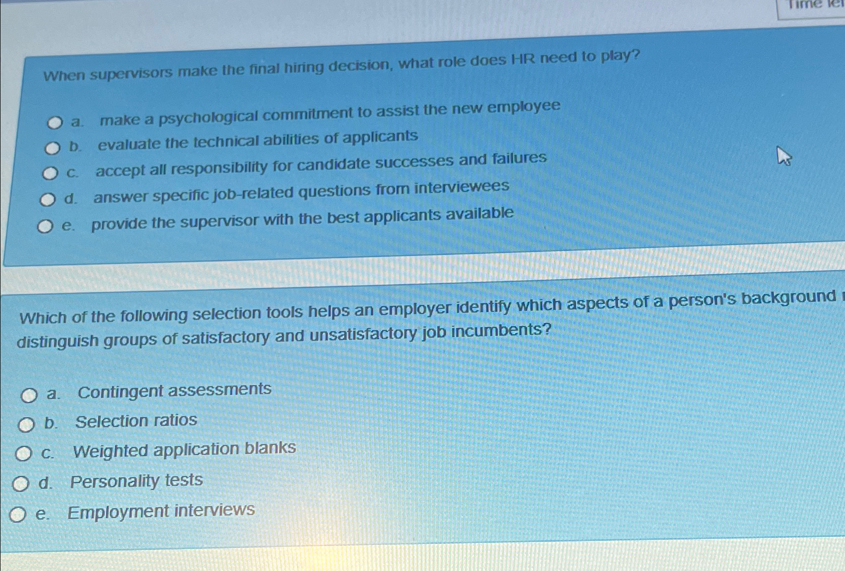  When supervisors make the final hiring decision, what role does HR