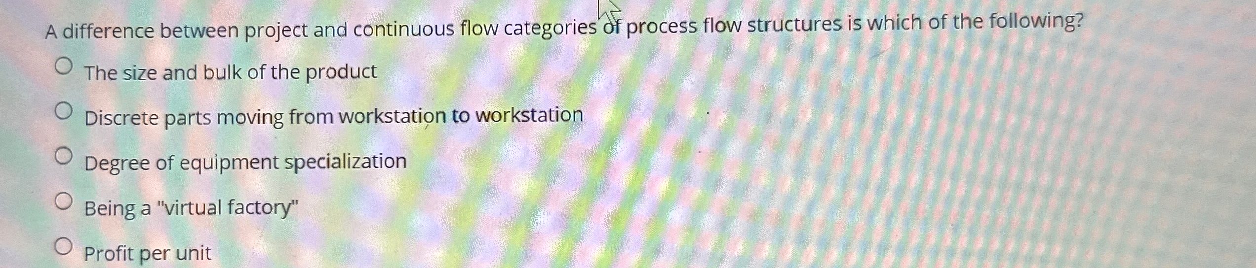  A difference between project and continuous flow categories of process flow