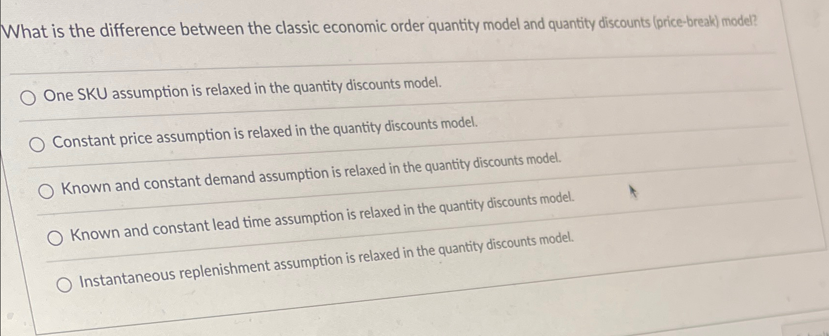  What is the difference between the classic economic order quantity model